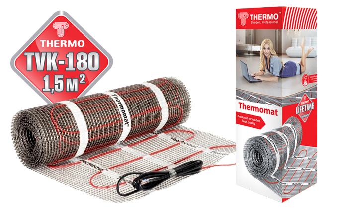 Thermomat TVK 180, 1,5 кв.м. - греющий мат в слой плиточного клея