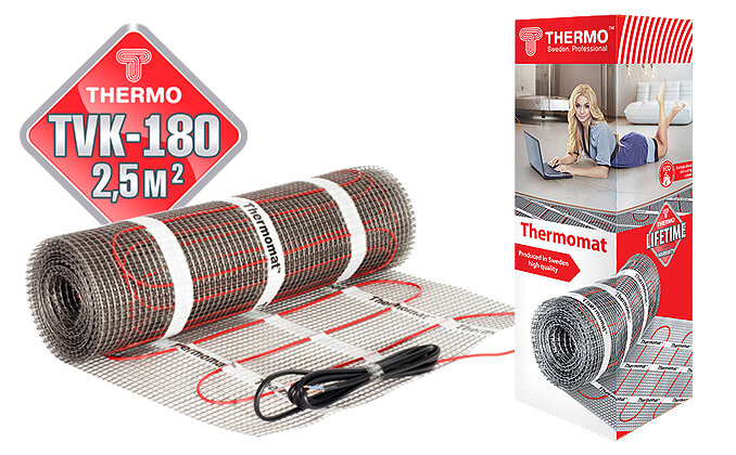 Thermomat TVK 180, 2,5 кв.м. - греющий мат в слой плиточного клея