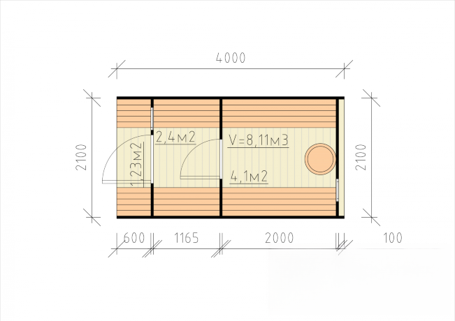 КедрПром - баня-бочка из кедра длиной 4 метра с крыльцом