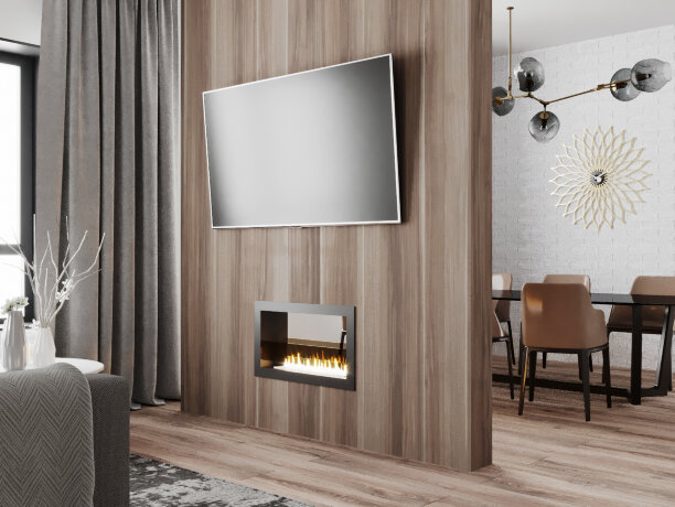 Русский огонь Честер 700 - сквозной биокамин встраиваемый