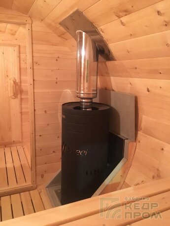 КедрПром - баня-бочка из кедра длиной 4,5 метра с входом сбоку