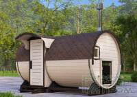 КедрПром - баня-бочка из кедра длиной 4 метра с входом сбоку