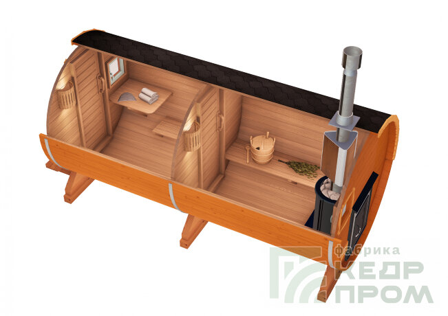 КедрПром - баня-бочка из кедра длиной 4,5 метра