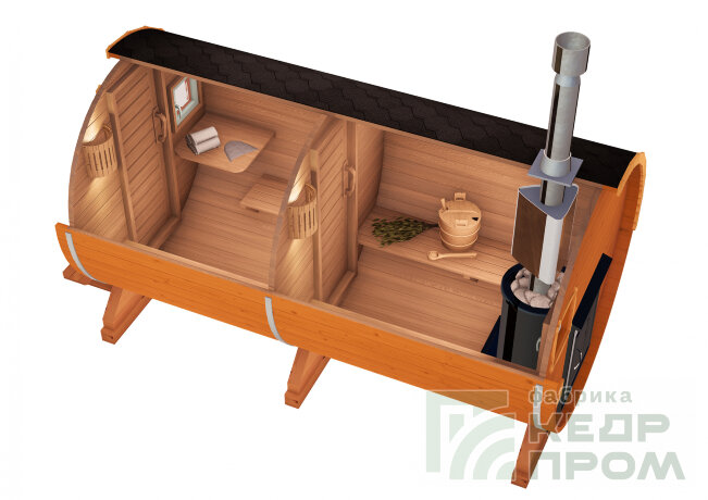 КедрПром - баня-бочка из кедра длиной 4 метра
