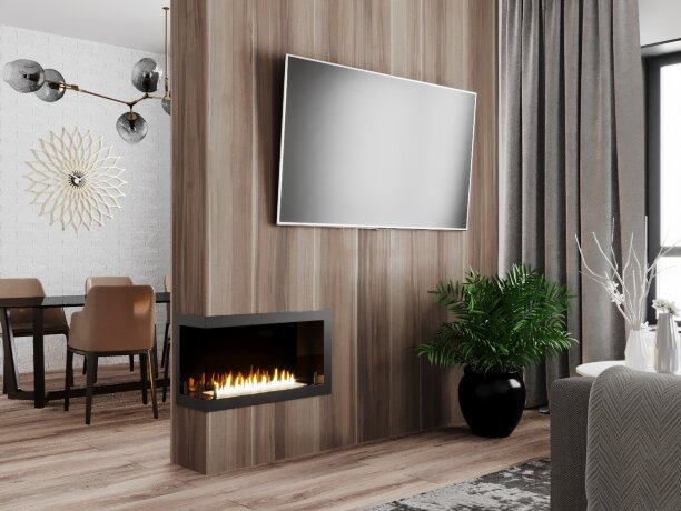 Русский огонь Честер 700 - угловой биокамин встраиваемый левый