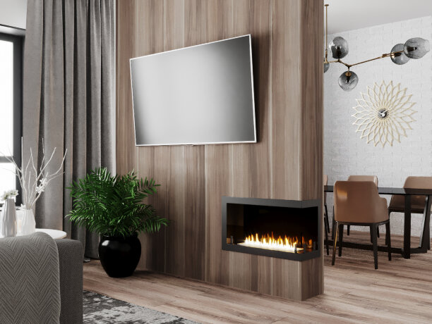 Русский огонь Честер 700 - угловой биокамин встраиваемый правый