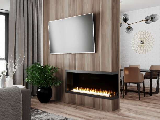 Русский огонь Честер 1200 - угловой биокамин встраиваемый правый