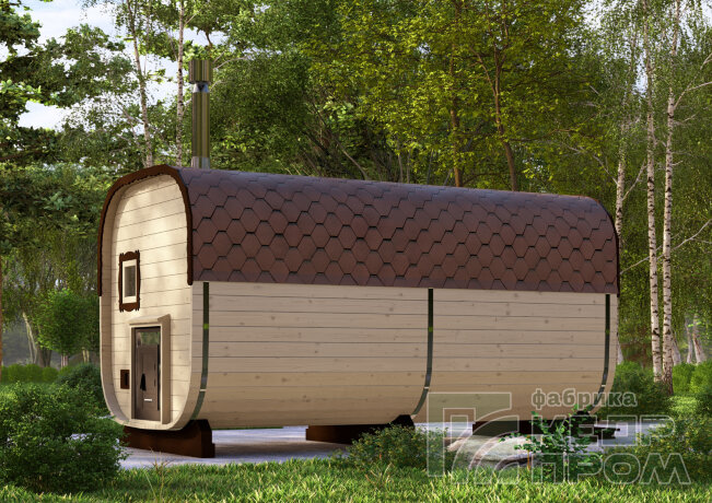 КедрПром - баня-бочка из кедра квадратная длиной 4,5 метра