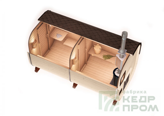КедрПром - баня-бочка из кедра квадратная длиной 4,5 метра