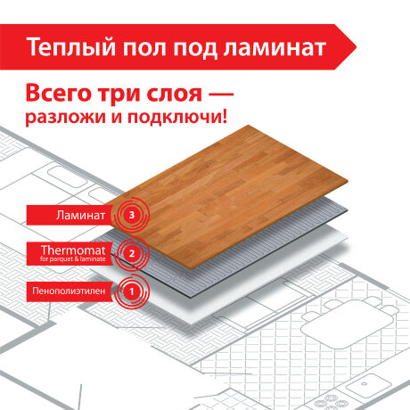 Thermomat TVK 130 LP, 2 кв.м. - греющий мат под паркет и ламинат