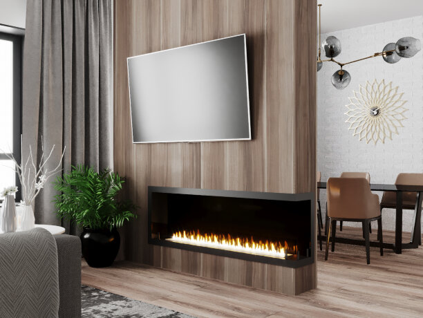 Русский огонь Честер 1500 - угловой биокамин встраиваемый правый