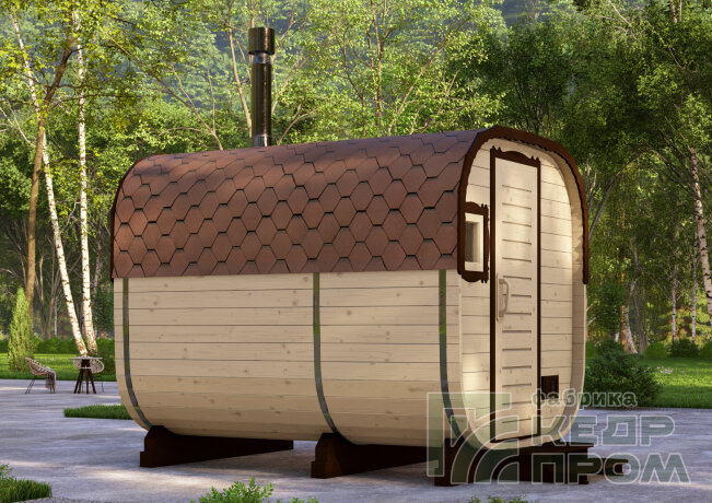 КедрПром - баня-бочка из кедра квадратная длиной 3 метра