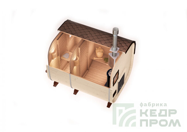 КедрПром - баня-бочка из кедра квадратная длиной 3 метра