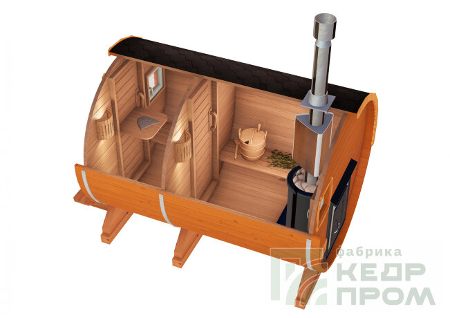 КедрПром - баня-бочка из кедра длиной 3 метра
