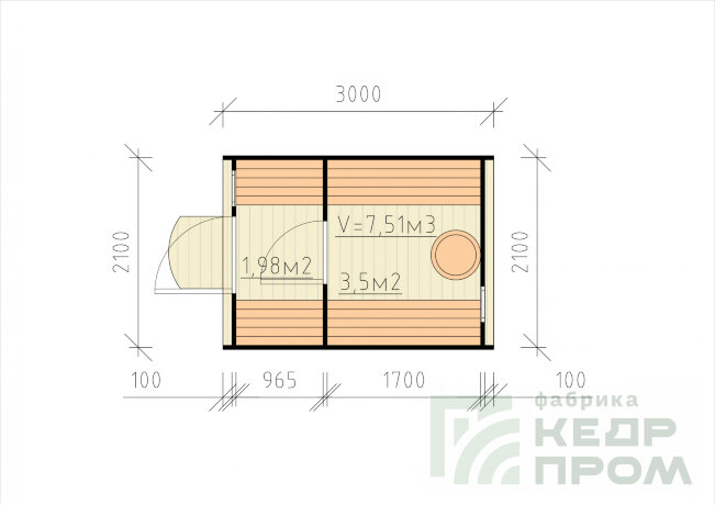 КедрПром - баня-бочка из кедра длиной 3 метра