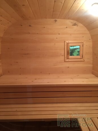 КедрПром - баня-бочка из кедра квадратная длиной 3,5 метра с верандой