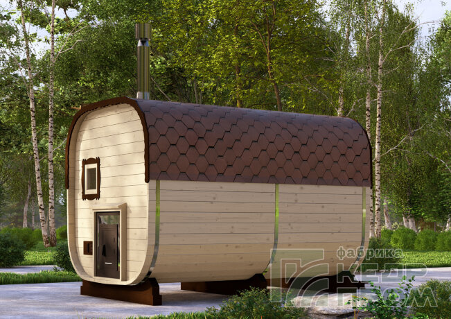 КедрПром - баня-бочка из кедра квадратная длиной 3,5 метра