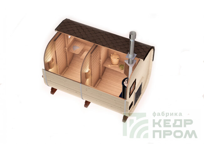 КедрПром - баня-бочка из кедра квадратная длиной 3,5 метра