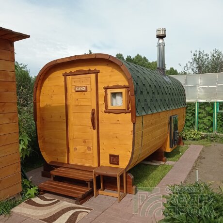 КедрПром - баня-бочка из кедра квадратная длиной 3,5 метра