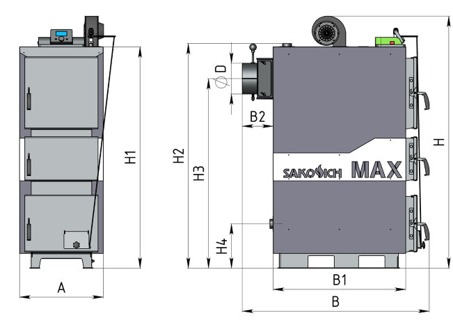 SAKOVICH MAX 125 - котел твердотопливный полуавтоматический