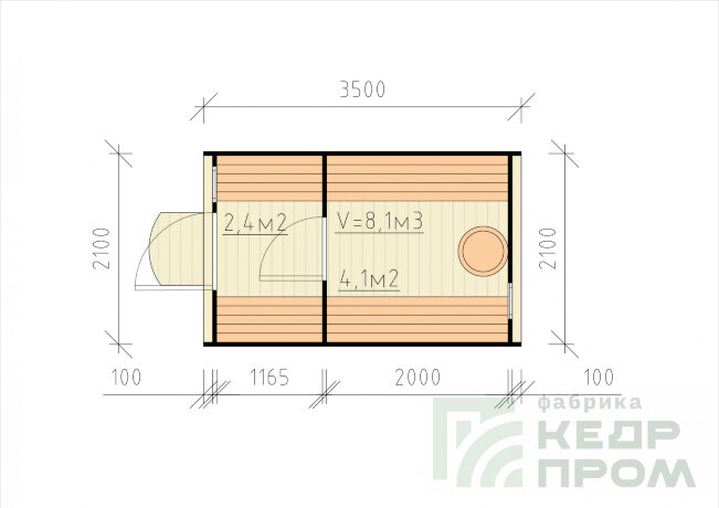 КедрПром - баня-бочка из кедра длиной 3,5 метра