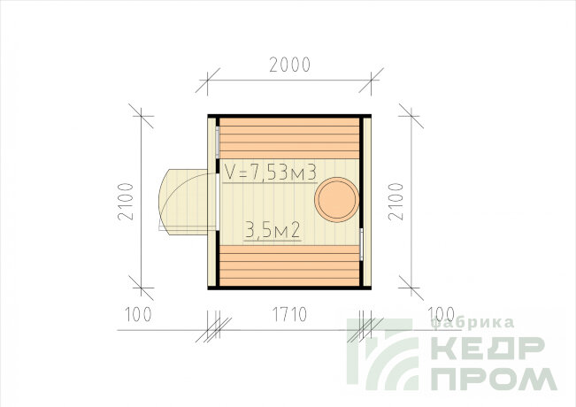 КедрПром - баня-бочка из кедра длиной 2 метра