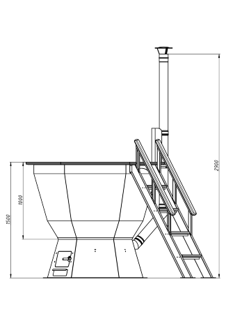 Центр Тепла (3-4 персоны) - банный чан с печью и дымоходом
