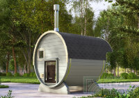 КедрПром - баня-бочка из кедра длиной 2,5 метра с козырьком