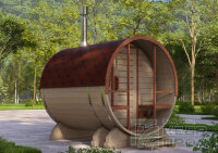 КедрПром - баня-бочка из кедра длиной 2,5 метра с крыльцом