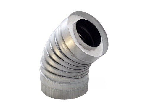 Компакт LAVA - сэндвич-отвод 45° нерж./оцинк. 0,5мм/0,5мм