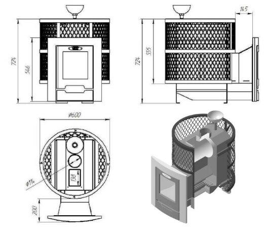 Вектор Прайм - печь для бани дровяная с закрытой каменкой