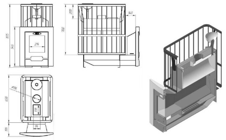 Вектор Скала - печь для бани дровяная с закрытой каменкой