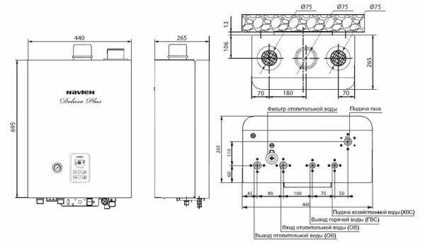 Navien Deluxe Plus 40K - котел газовый двухконтурный