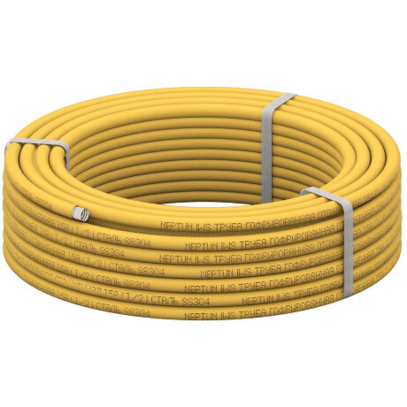 Stahlmann SS304 15А - гофрированная труба, отожженная, в желтой оболочке, 30м