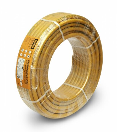 Stahlmann SS304 15А - гофрированная труба, отожженная, в желтой оболочке, 30м