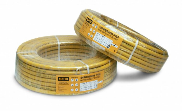 Stahlmann SS304 15А - гофрированная труба, отожженная, в желтой оболочке, 30м