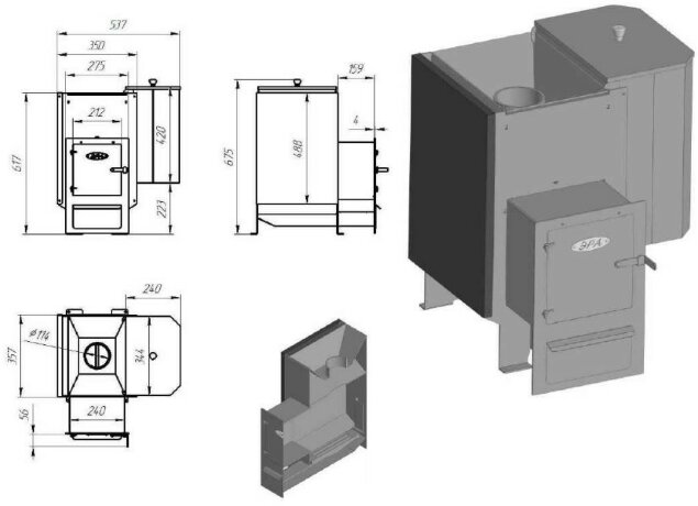 Эра 12 - печь для бани дровяная