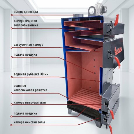Гибрид 30 кВт - котел твердотопливный длительного горения
