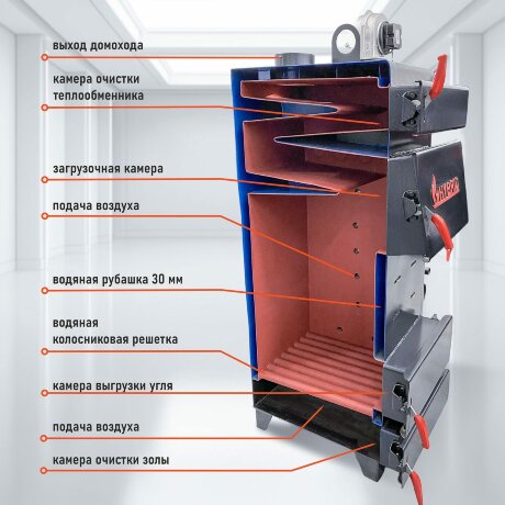 Гибрид 45 кВт - котел твердотопливный длительного горения