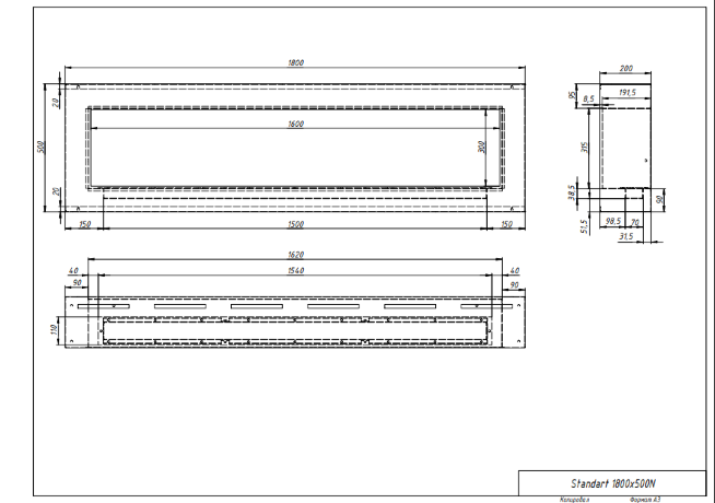 Русский огонь Лофт 1800N - биокамин настенный