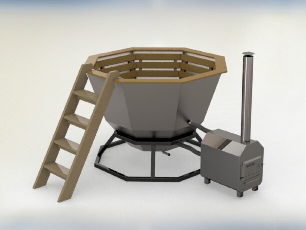 МАТЕА (4-6 персон) - банный чан с внешней печью из сосны