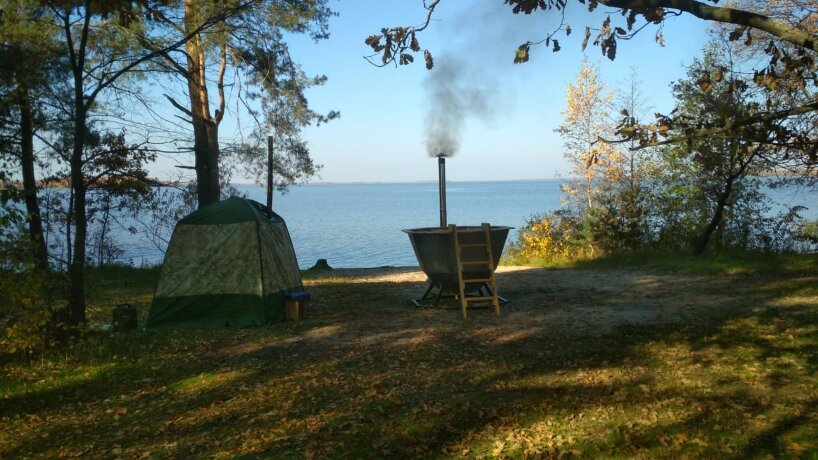 МАТЕА (4-6 персон) - банный чан с внешней печью из сосны