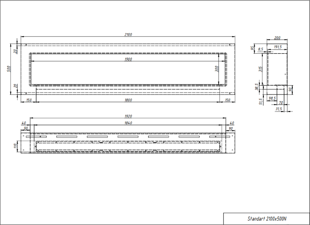 Русский огонь Лофт 2100N - биокамин настенный
