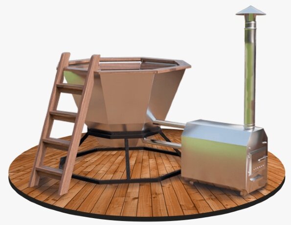 МАТЕА (4-6 персон) - банный чан с внешней печью из лиственницы